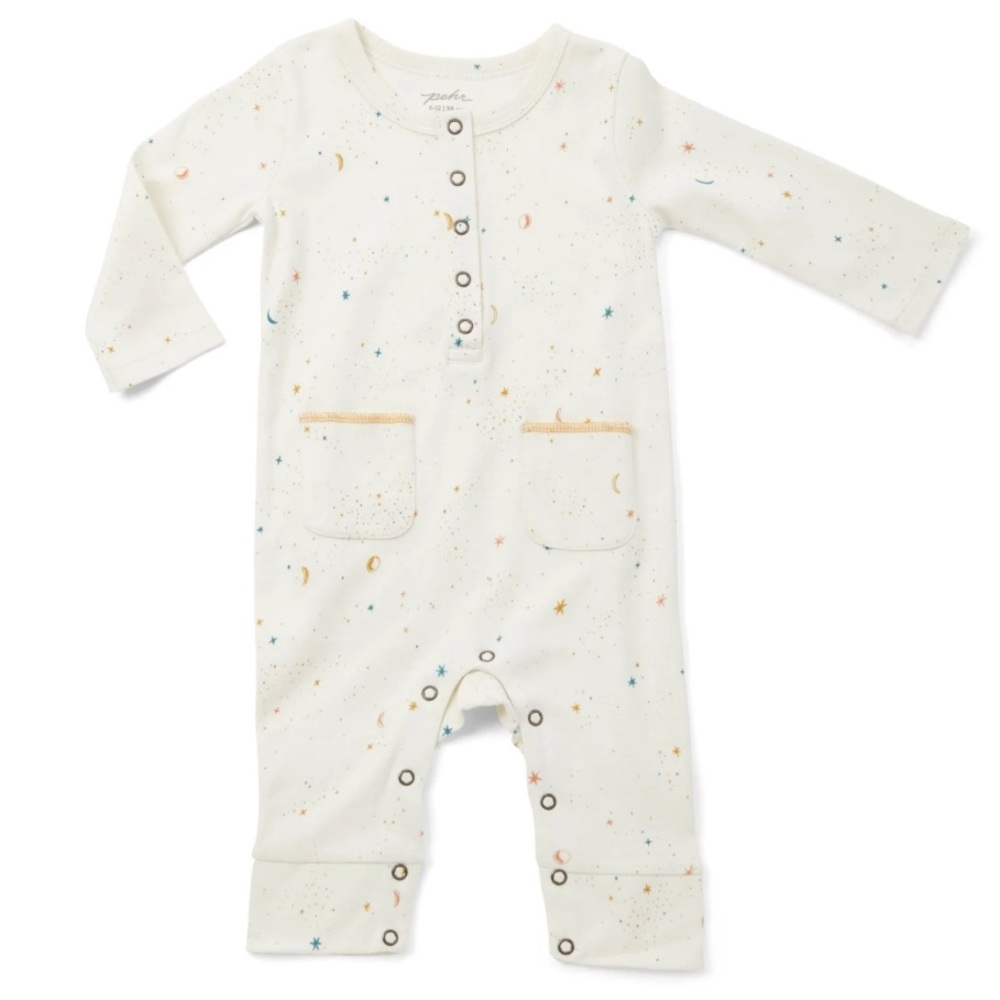 Pehr Cream Celestial One Piece Snap Bodysuit